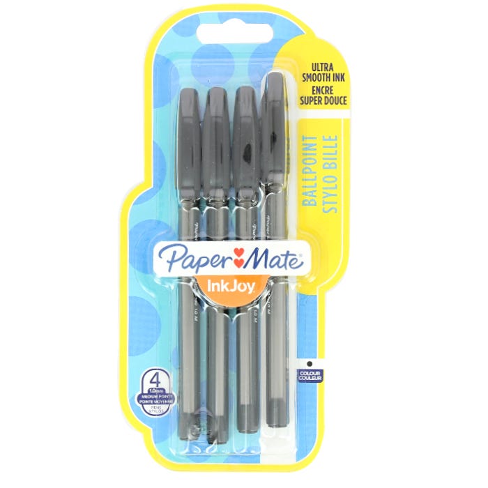 Paper Mate Inkjoy 1.0mm Black Pen (Pack of 4)
