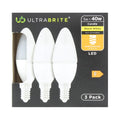 Ultrabrite Warm White 40W Candle Light Bulbs (Pack of 3)