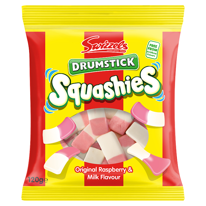 Swizzels Drumstick Squashies Original Raspberry & Milk Flavour, 120g