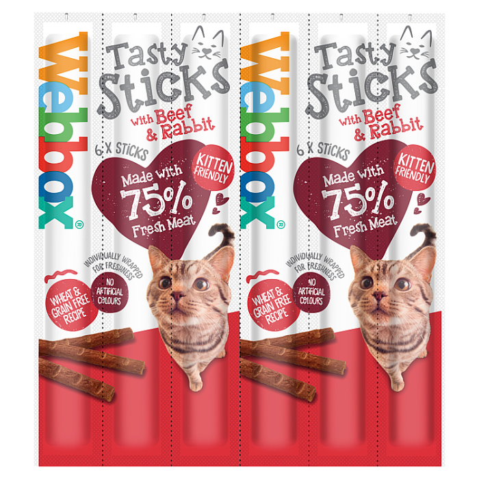 Webbox Tasty Sticks with Beef & Rabbit 6 Semi-Moist Tasty Treats, 30g