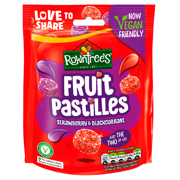 Rowntree's Fruit Pastilles Strawberry & Blackcurrant Sweets Sharing Bag, 143g