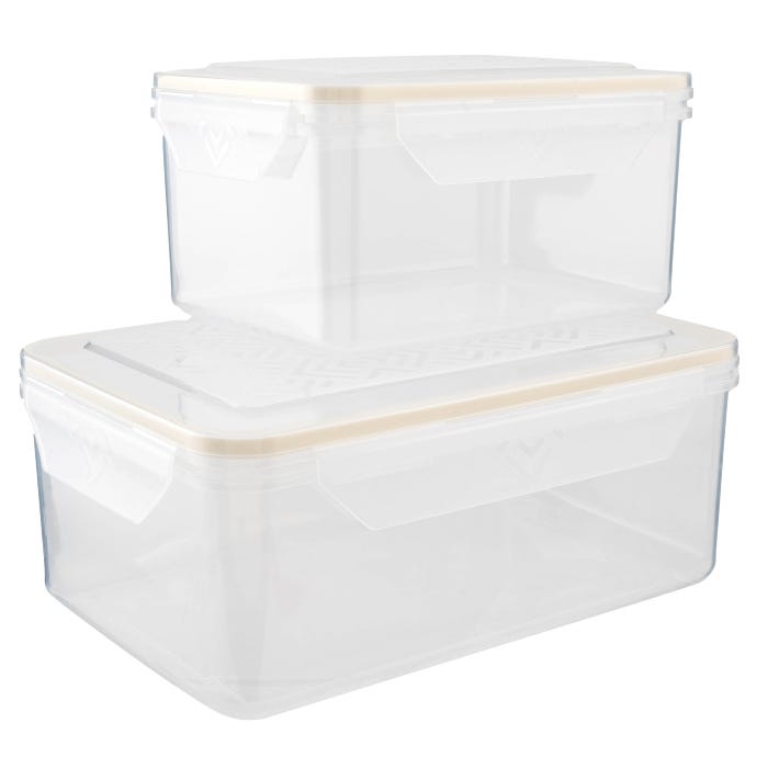 Pepco Beige Plastic Containers (Pack of 2)