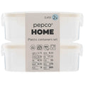 Pepco Beige Rectangular Clip Containers, 450ml (Pack of 2)