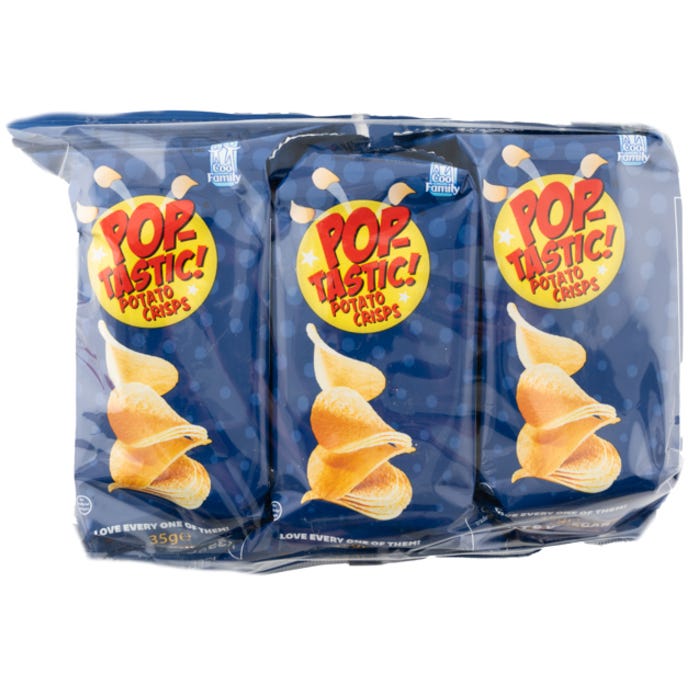 Pop-Tastic Potato Crisps- Salt & Vinegar, 35g (Pack of 3)