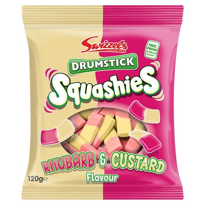 Swizzels Drumstick Squashies Rhubarb & Custard Flavour, 120g